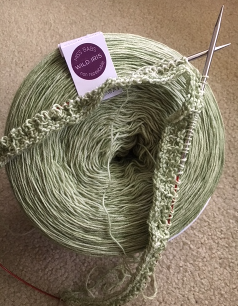 big skein of spring green yarn