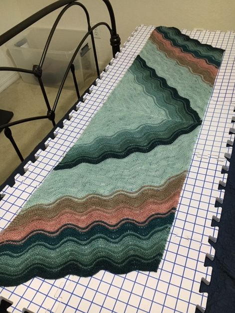 Bays edge shawl in ocean colors