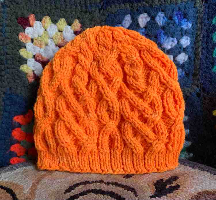 Knitting “Habitat” Hat With Cables in Hunter Orange – New England's ...